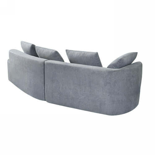 Modern Low Profile Modular Curved Foam Sofa 116' (4 Colors) in gray with soft cushions and a stylish curved design.