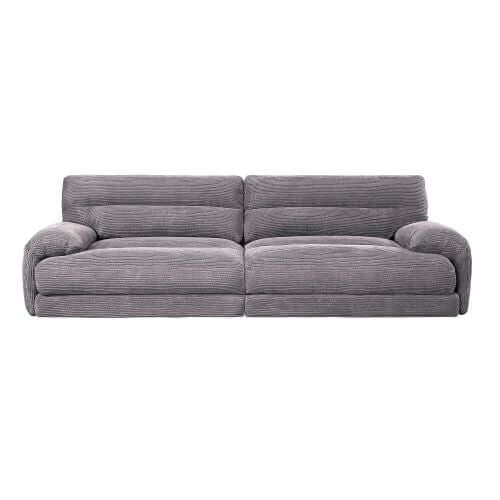 Cadenza Contemporary Gray Corduroy Sofa – Modern Oversized Corduroy Couch (2 Sizes) in stylish gray fabric.