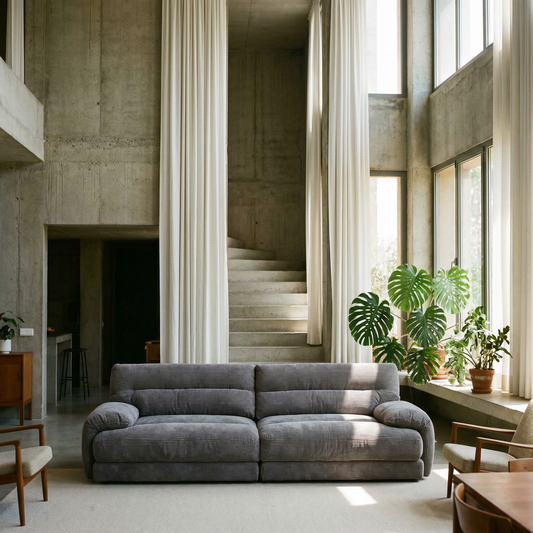 Cadenza Contemporary Gray Corduroy Sofa