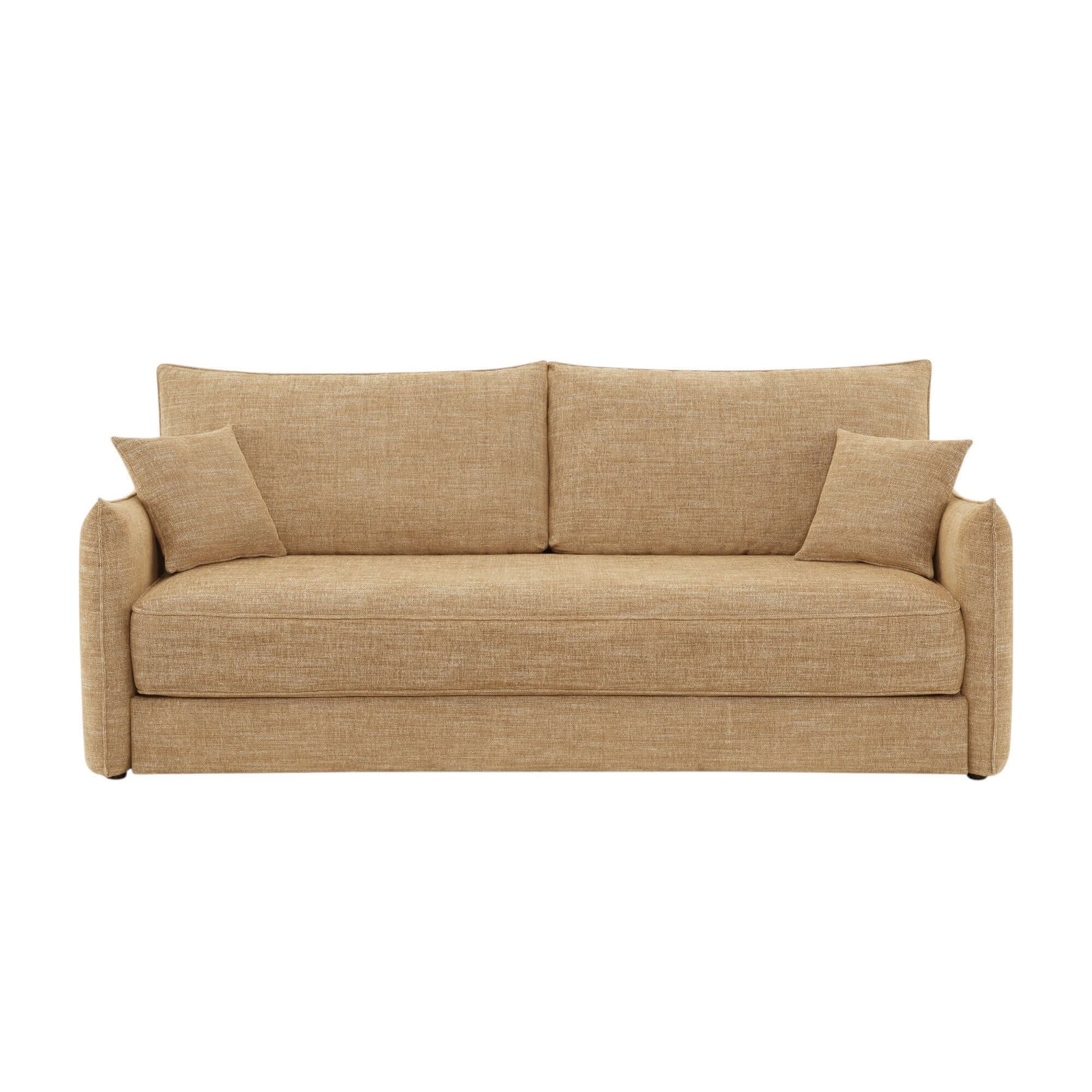 Cadie Mocha Chenille Sleeper Sofa – 84” Convertible Sofa Bed with 2 Pillows in soft chenille fabric.