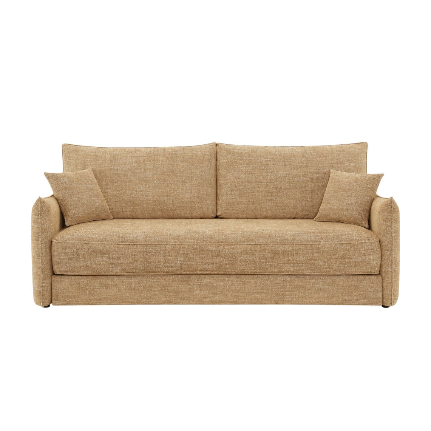 Cadie Mocha Chenille Sleeper Sofa – 84” Convertible Sofa Bed with 2 Pillows in soft chenille fabric.
