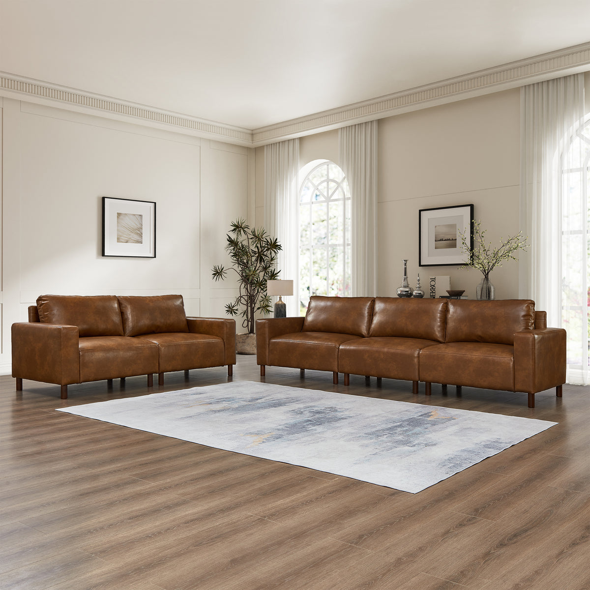 Callahan Sofa & Loveseat Set – Brown PU Leather, 2-Piece – view 3