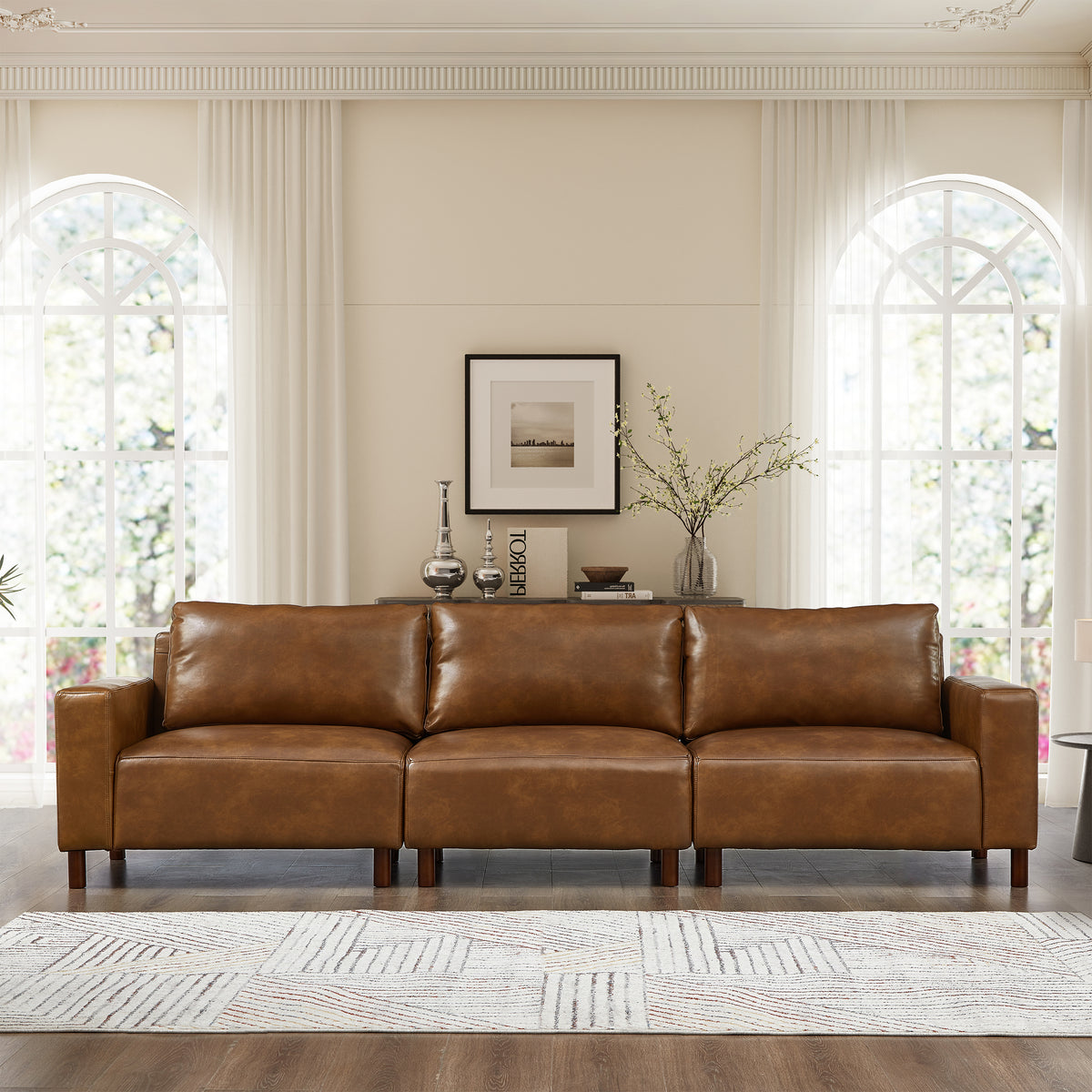 Callahan Sofa & Loveseat Set – Brown PU Leather, 2-Piece – view 5