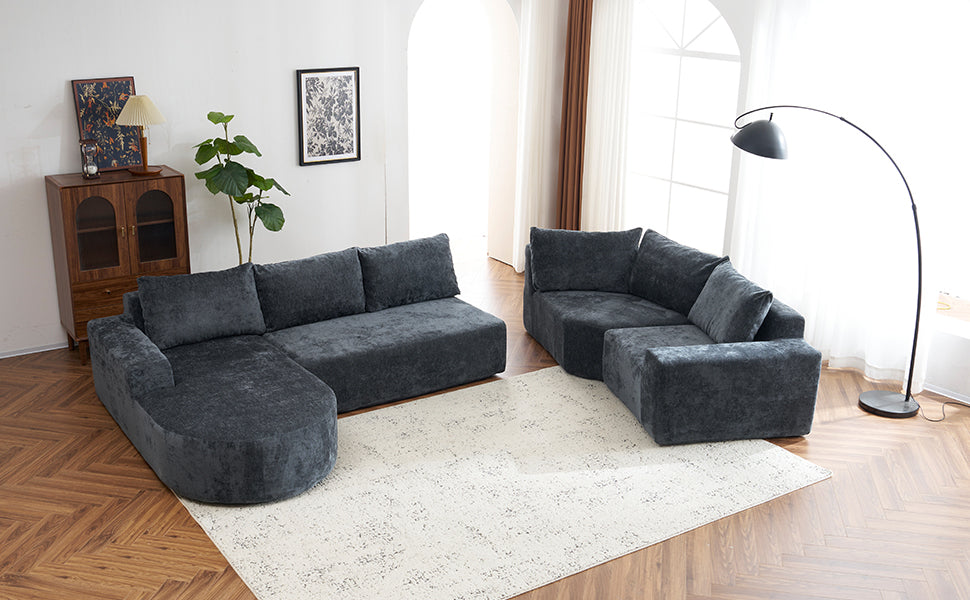 Callan Oversized Modular Sectional Sofa – 139" U-Shaped Chenille Sofa – view 10
