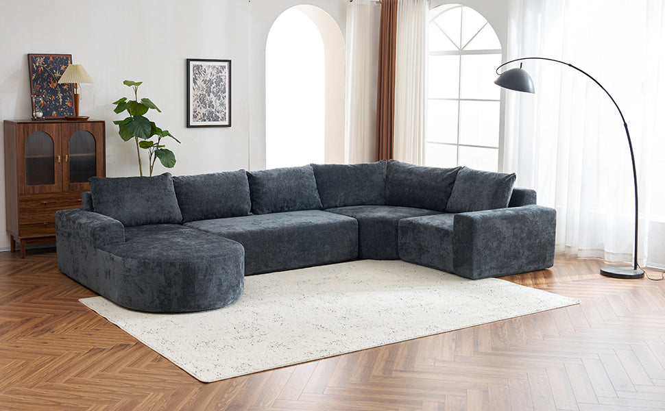Callan Oversized Modular Sectional Sofa – 139" U-Shaped Chenille Sofa – view 11