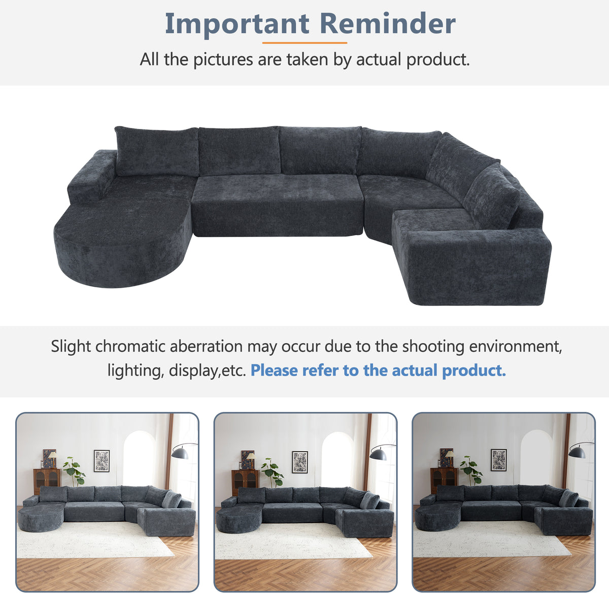 Callan Oversized Modular Sectional Sofa – 139" U-Shaped Chenille Sofa – view 17