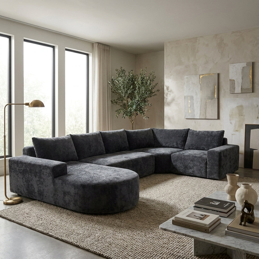 Callan Oversized Modular Sectional Sofa – 139" U-Shaped Chenille Sofa – view 2
