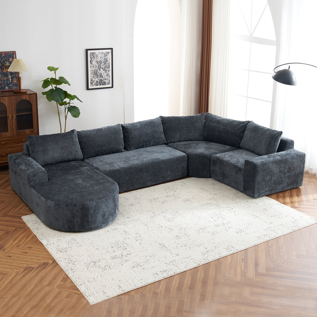 Callan Oversized Modular Sectional Sofa – 139" U-Shaped Chenille Sofa – view 3