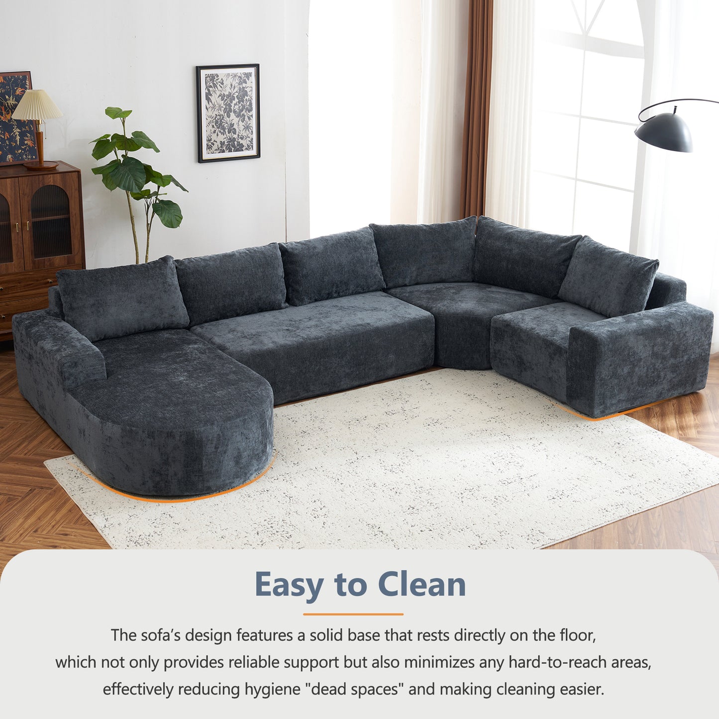 Callan Oversized Modular Sectional Sofa – 139" U-Shaped Chenille Sofa – view 4