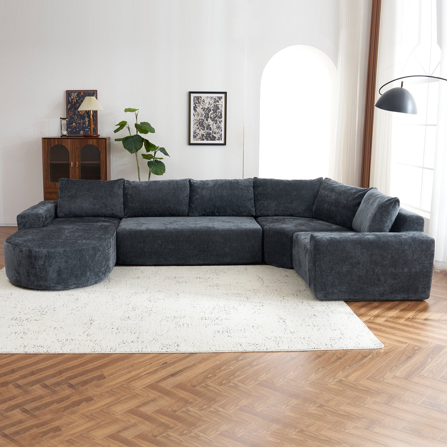 Callan Oversized Modular Sectional Sofa – 139" U-Shaped Chenille Sofa – view 5