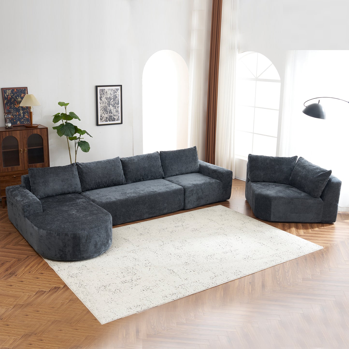 Callan Oversized Modular Sectional Sofa – 139" U-Shaped Chenille Sofa – view 8