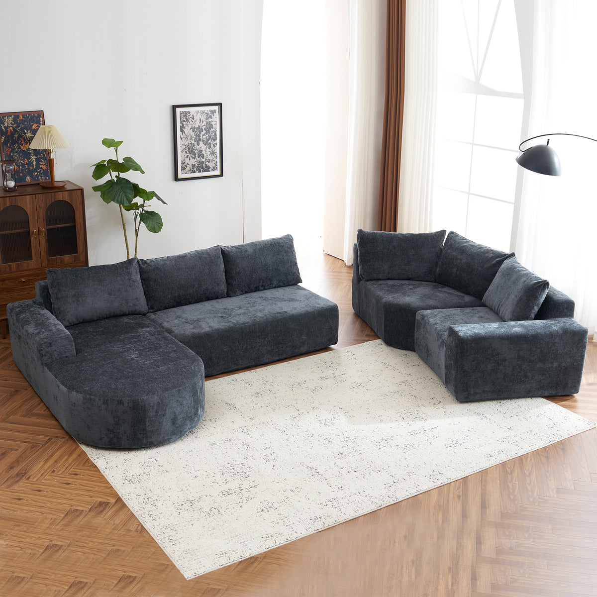 Callan Oversized Modular Sectional Sofa – 139" U-Shaped Chenille Sofa – view 9