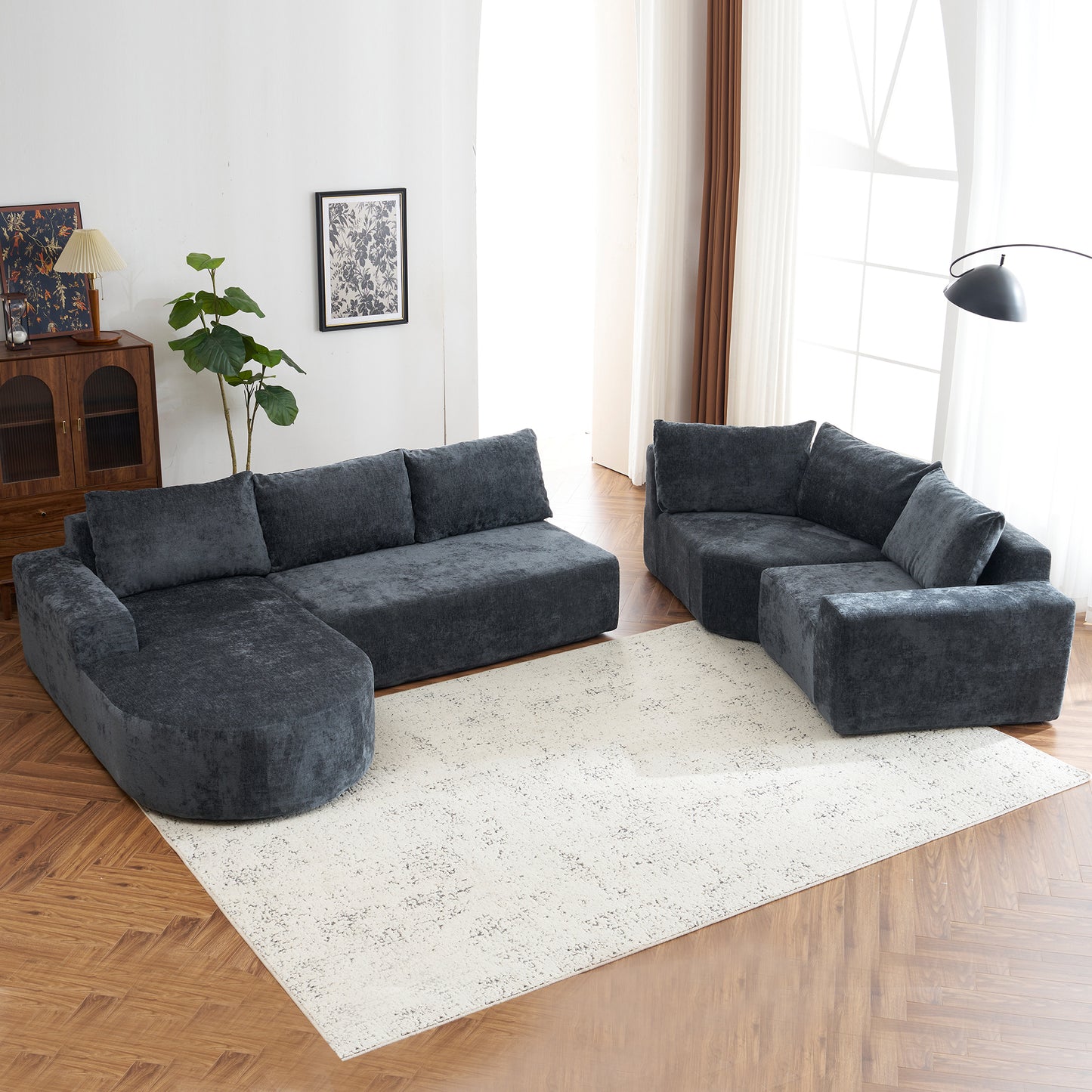 Callan Oversized Modular Sectional Sofa – 139" U-Shaped Chenille Sofa – view 9