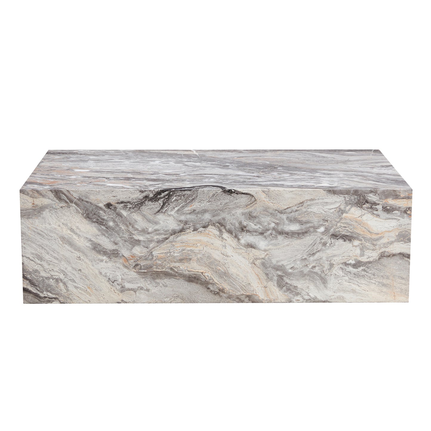 Callan Stone-Pattern Coffee Table – 39" Grey MDF Accent Table – view 17