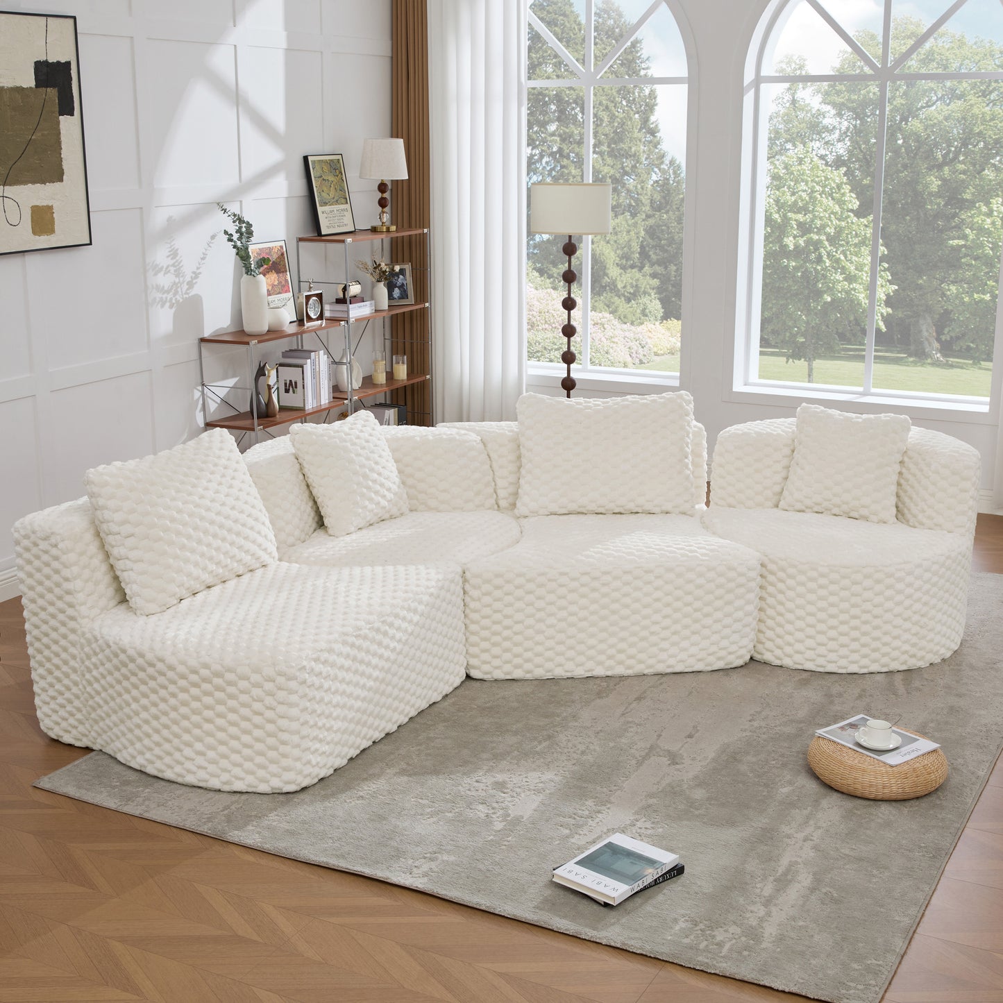 Callisto Bubble Velvet Modular Sofa – 137.8" Low-Profile Sectional – view 6
