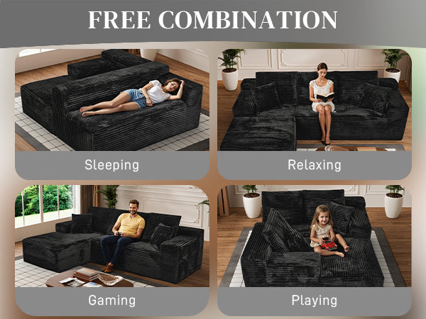Calloway Modular Cloud Sectional Sofa – 107" L-Shaped Corduroy Sofa – view 10