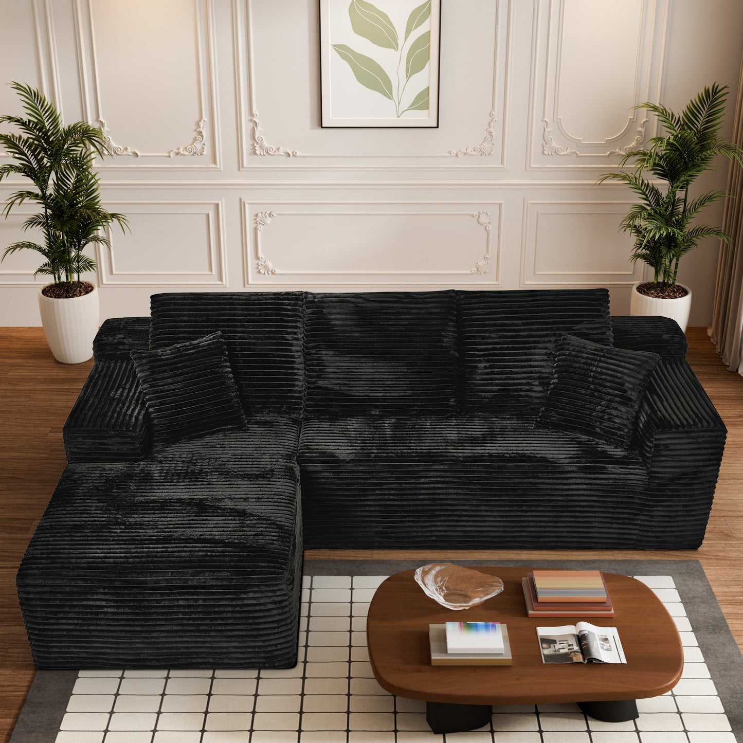 Calloway Modular Cloud Sectional Sofa – 107" L-Shaped Corduroy Sofa – view 3