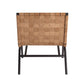 Camden Brown Leather Basket Weave Accent Chair – Modern Armless Leather Chair back view with handwoven leather and metal frame.