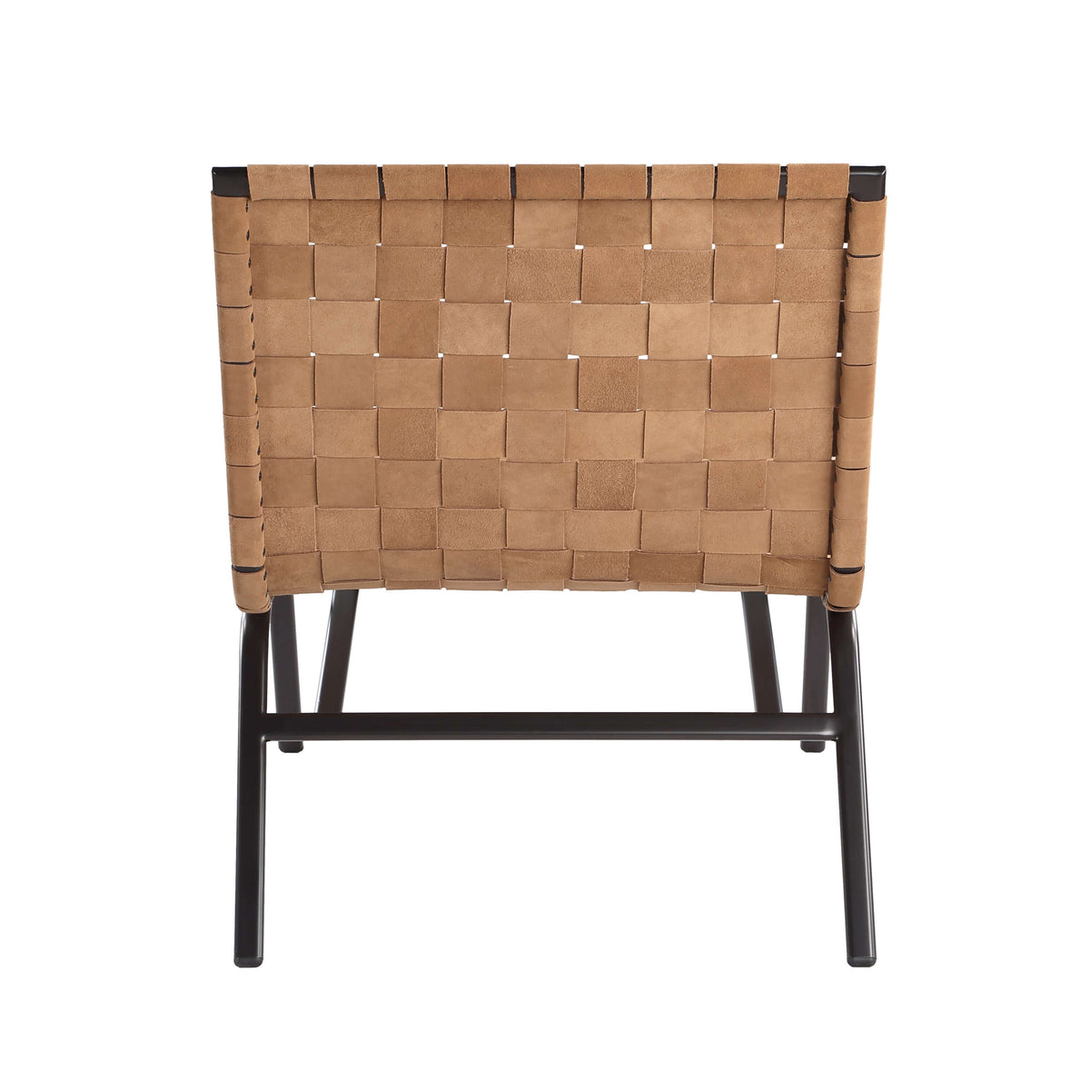 Camden Brown Leather Basket Weave Accent Chair