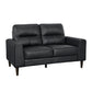Cassian Black Genuine Leather Loveseat – 56" Loveseat