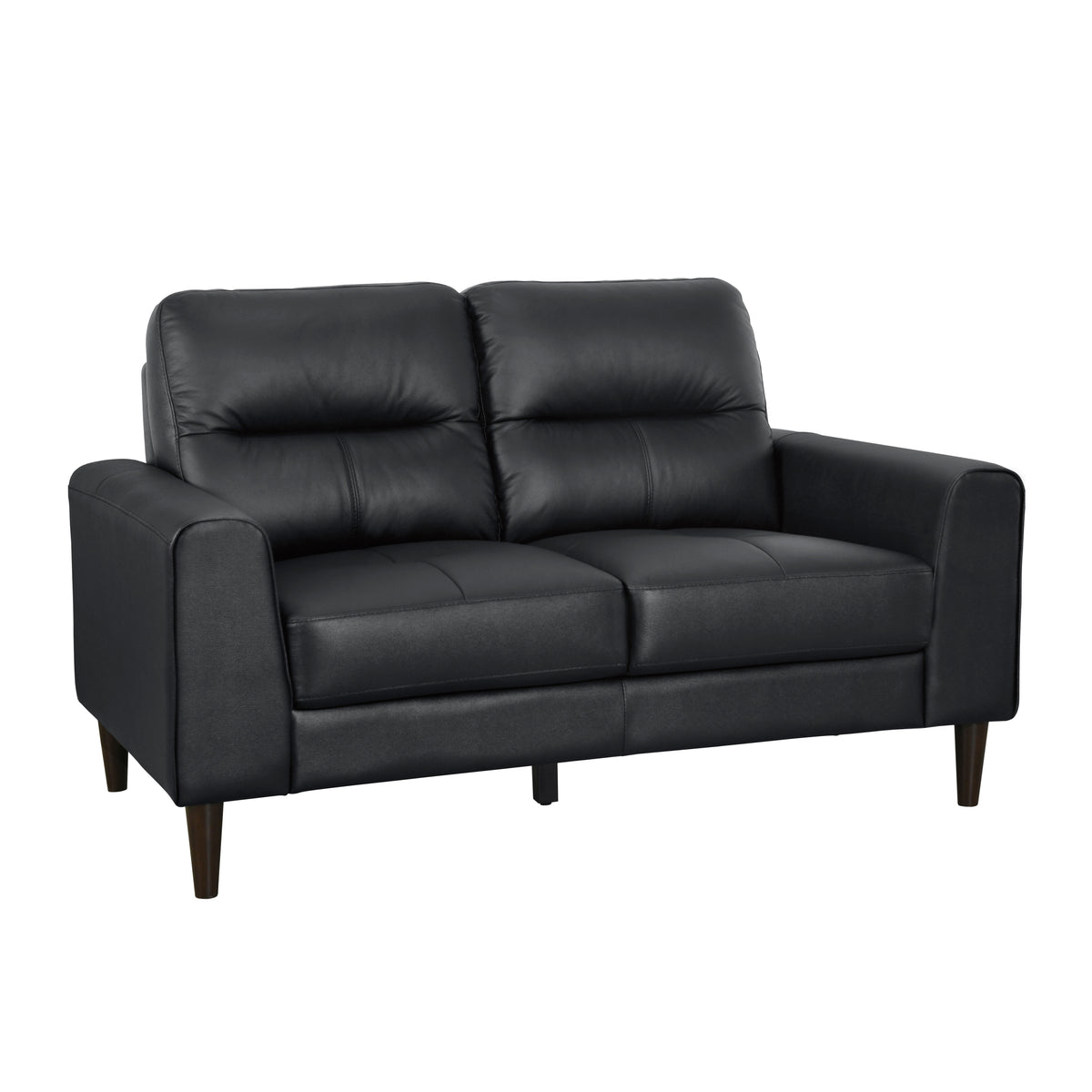 Cassian Black Genuine Leather Loveseat – 56" Loveseat