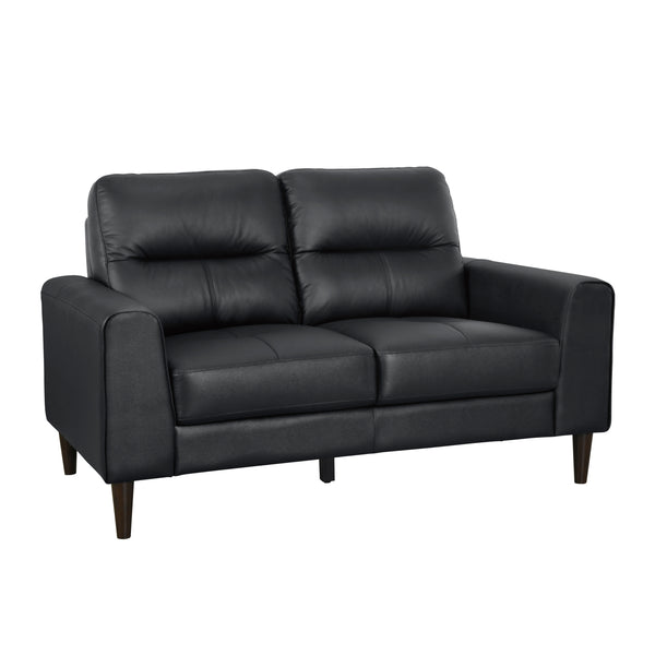Cassian Black Genuine Leather Loveseat – 56