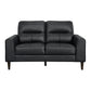 Cassian Black Genuine Leather Loveseat – 56" Loveseat – view 3
