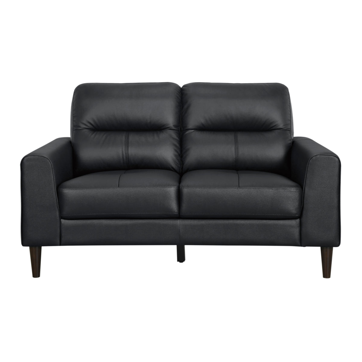 Cassian Black Genuine Leather Loveseat – 56" Loveseat – view 3