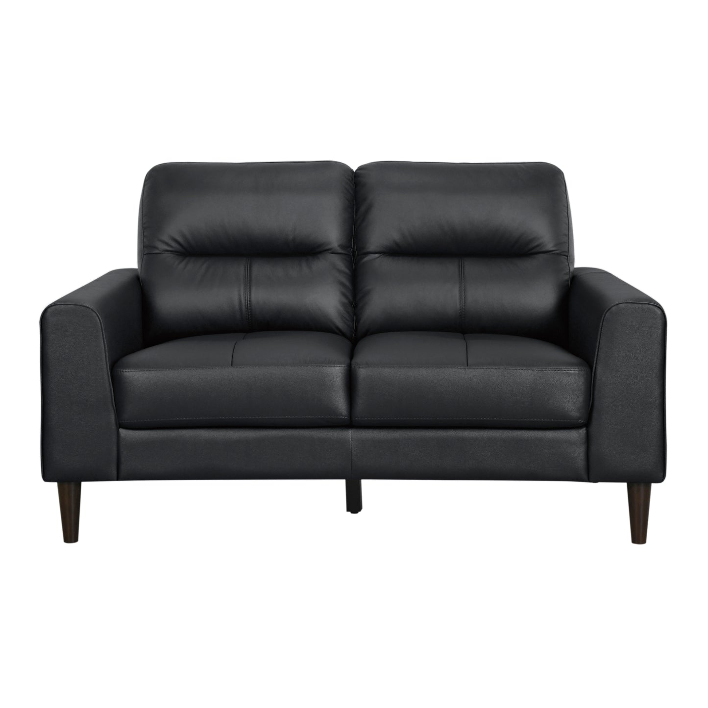 Cassian Black Genuine Leather Loveseat – 56" Loveseat – view 3