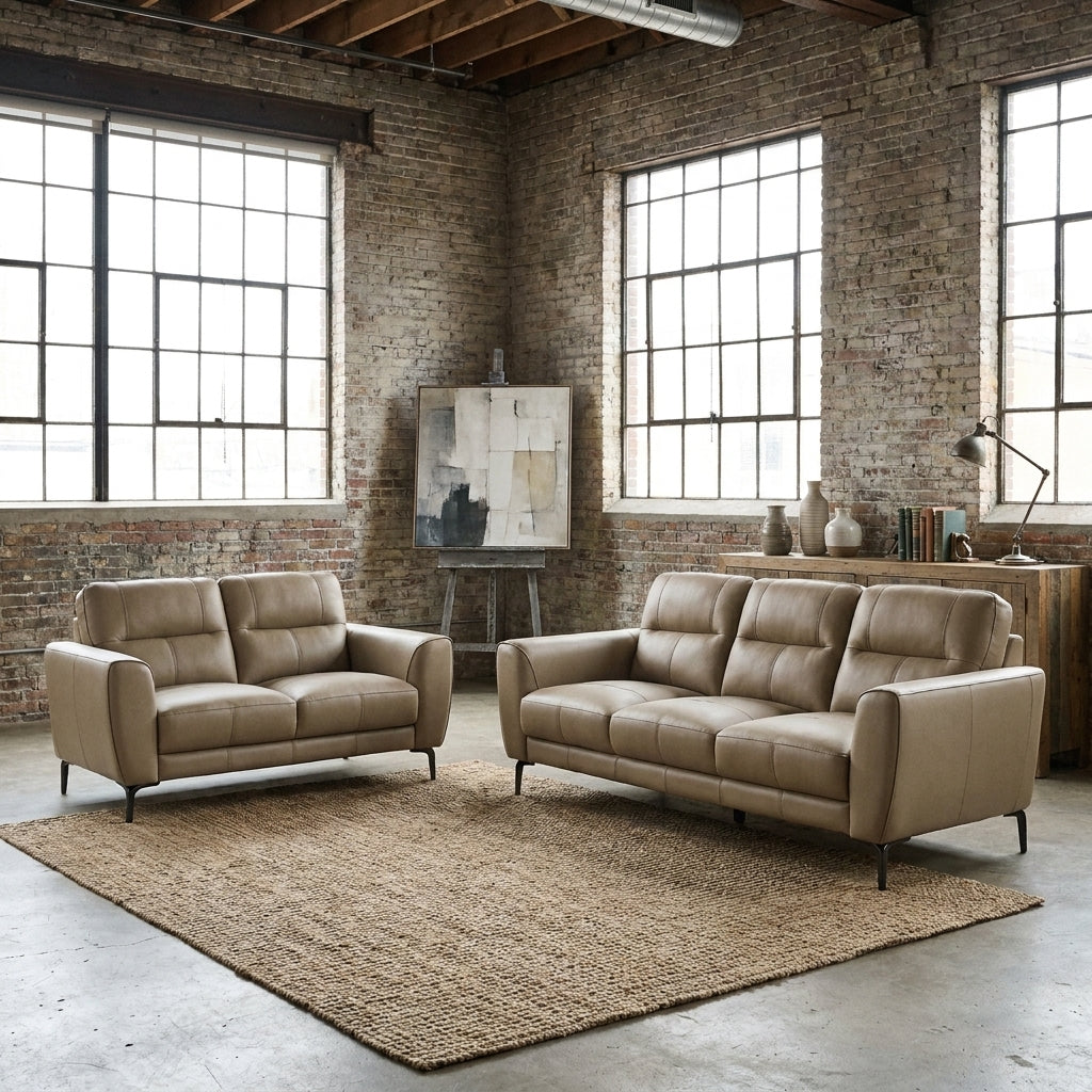 Castellan Top-Grain Leather Sofa & Loveseat Set – 82" Contemporary 2-Piece Leather Set – view 2