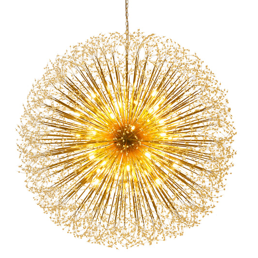 Cavell Crystal Chandelier – 63" Gold Dandelion Sputnik Chandelier