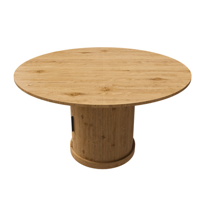 Cavell Oak Extendable Oval Dining Table – 59" Two-Tier Storage Dining Table