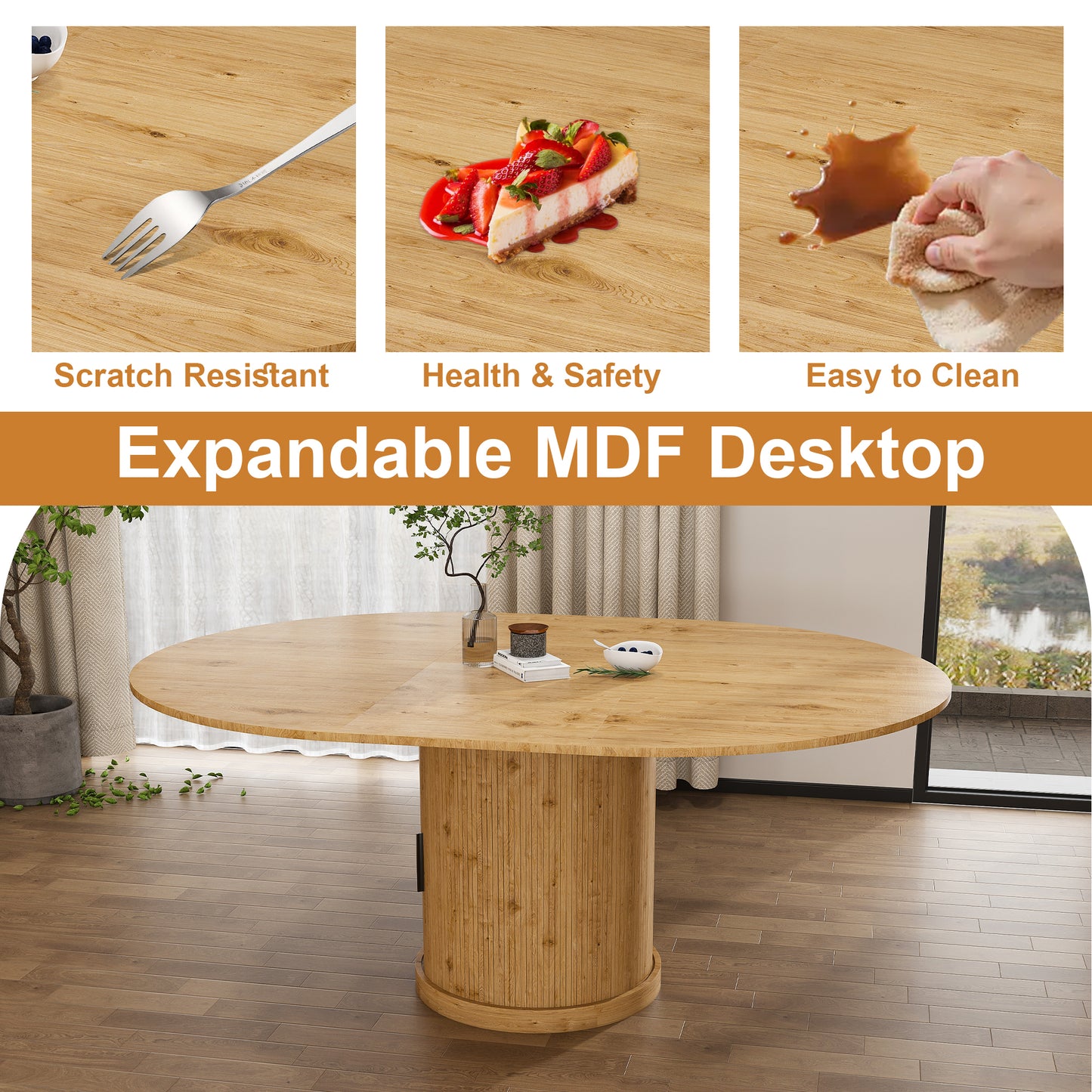 Cavell Oak Extendable Oval Dining Table – 59" Two-Tier Storage Dining Table – view 11