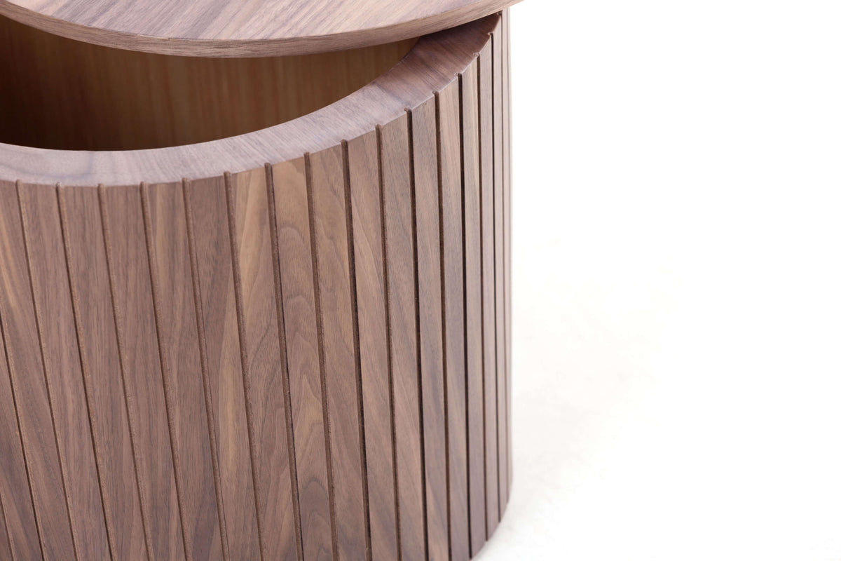 Handcrafted MDF Round Accent Table Set (2-Piece) – Nesting Side Tables with Storage (2 Colors) close-up view.