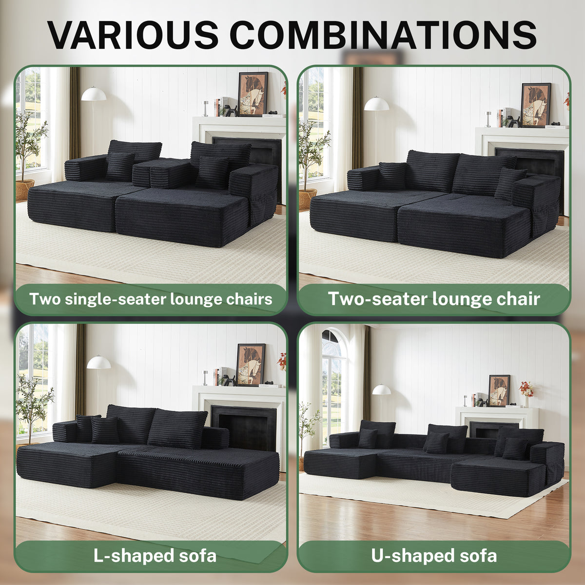 Sorrel U-Shaped Modular Sofa - Black (5)