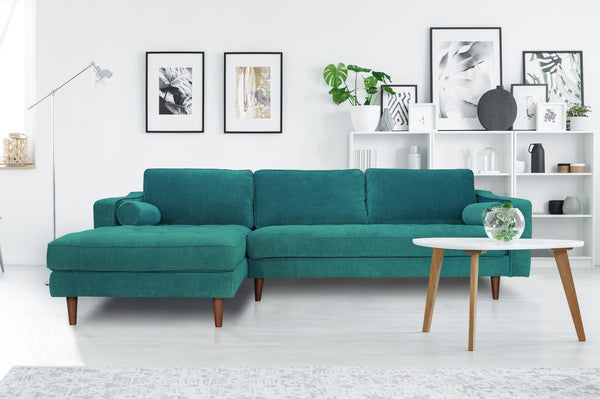 Anderson Turquoise Upholstered Sectional Sofa – 105