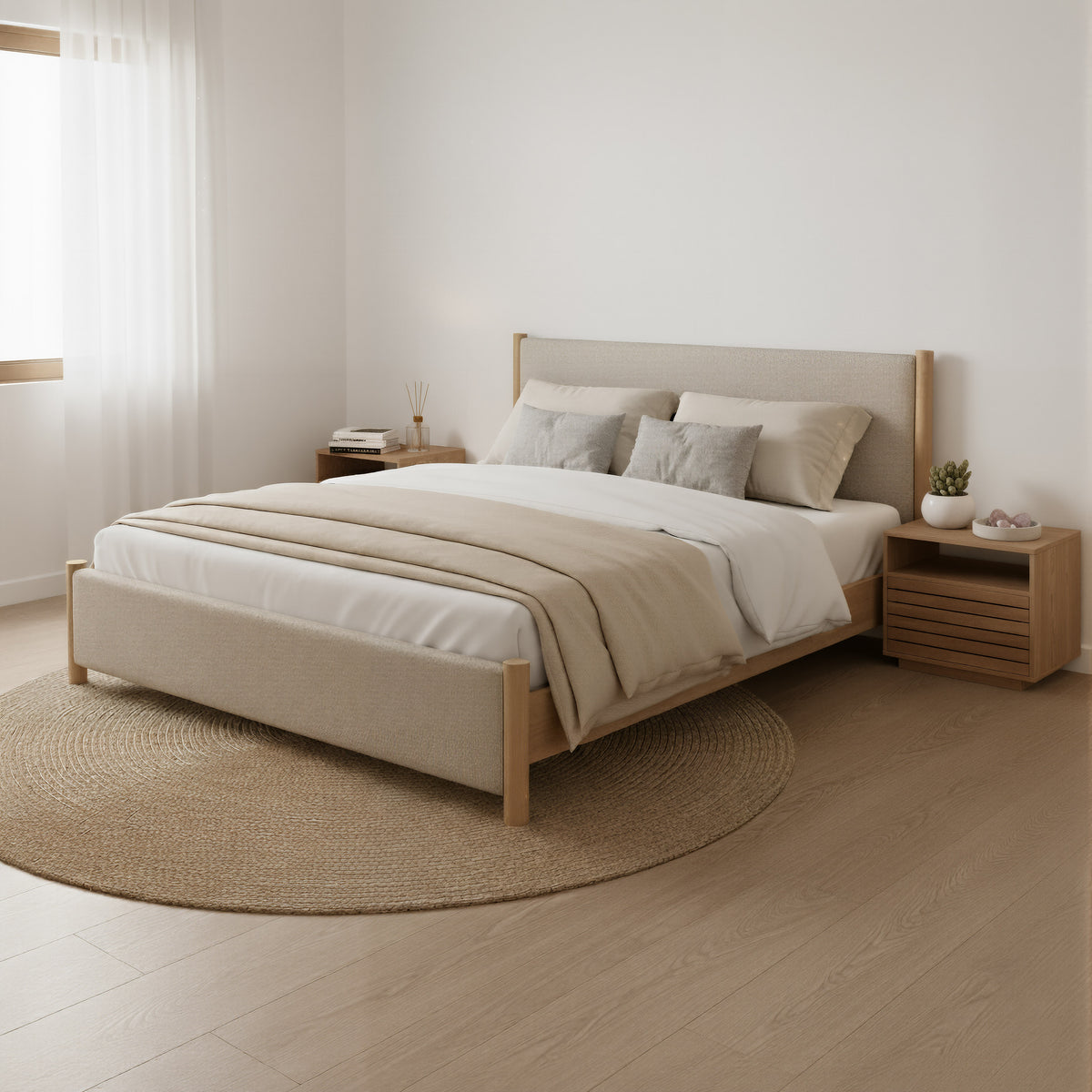 Hadi Beige & Natural King Bed