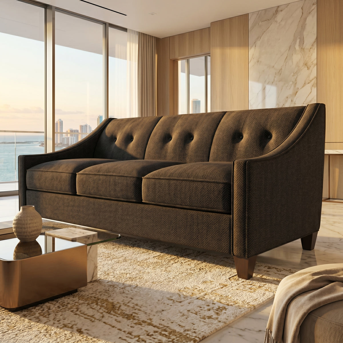 Berlin Classic Sofa – 87" American-Made 3-Seat Sofa - Catalina Charcoal - Fabric (1)