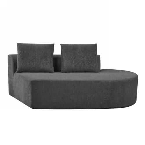 Modern Low Profile Modular Curved Foam Sofa 116' (4 Colors) in dark gray with two cushions.