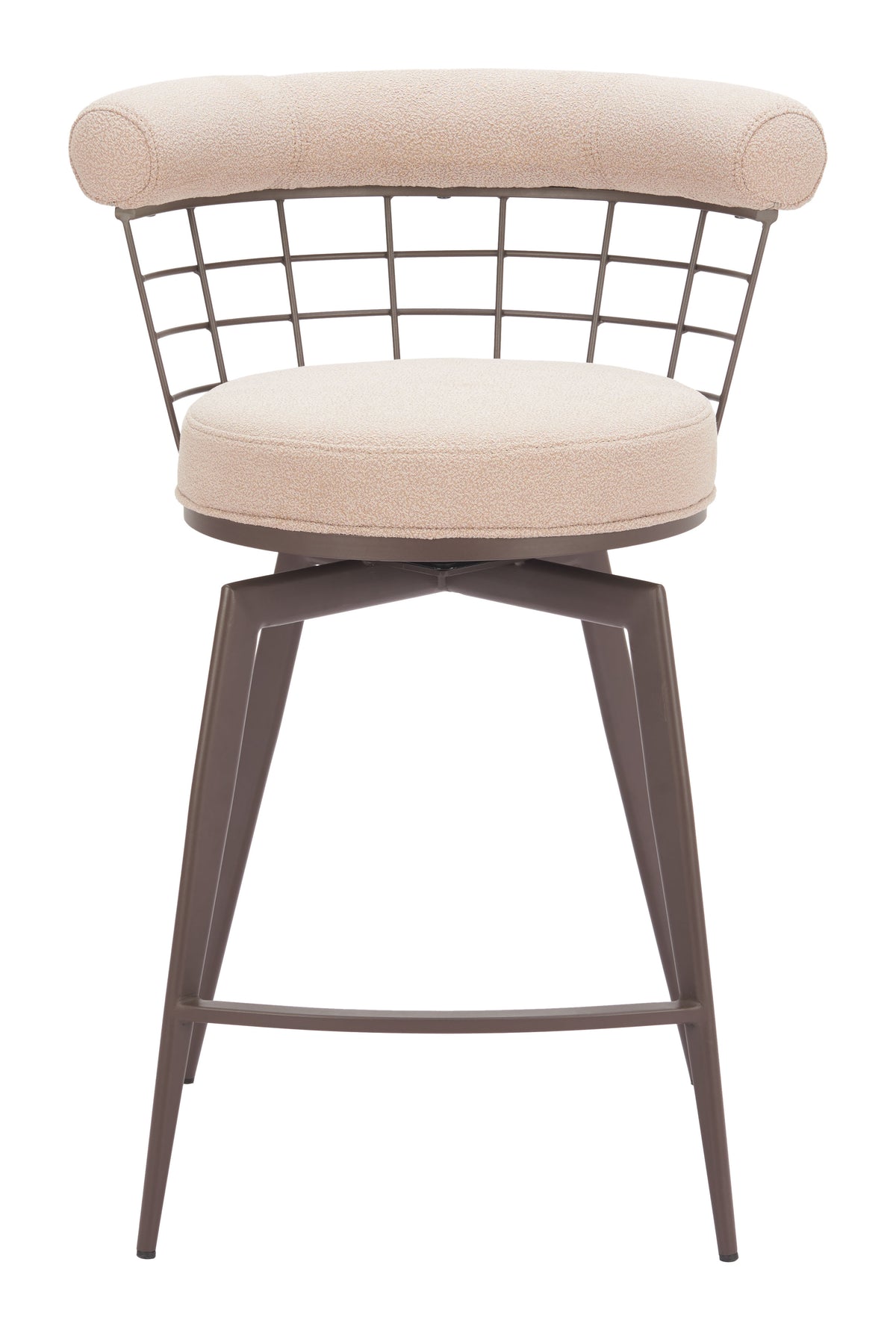Saku Beige & Brown Swivel Counter Stool