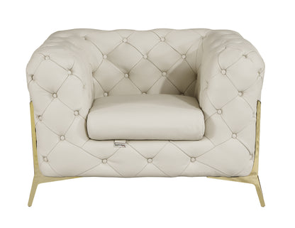 Marchetti Beige Leather Accent Chair – 38"W Accent Chair