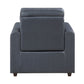 Ardley power reclining sofa, loveseat and chair set in navy faux leather