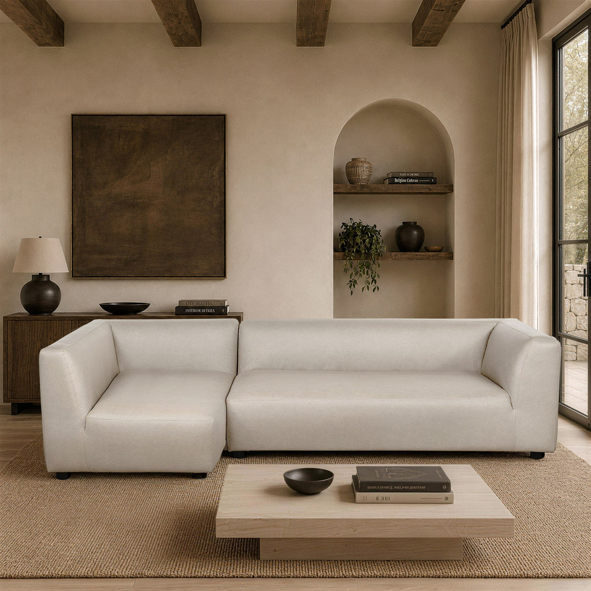 Lukas 2-piece sectional with left-facing chaise in cream