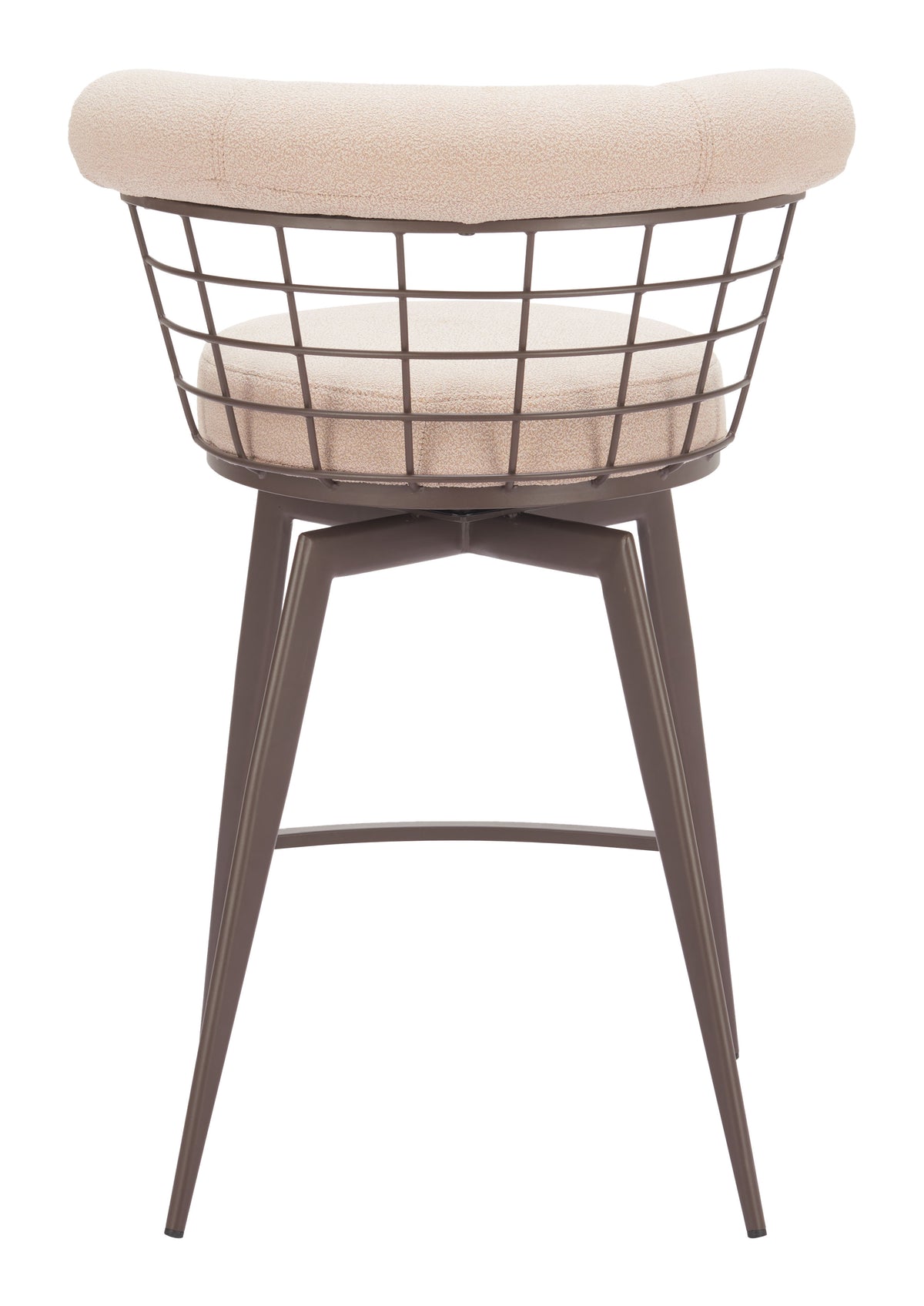 Saku Beige & Brown Swivel Counter Stool