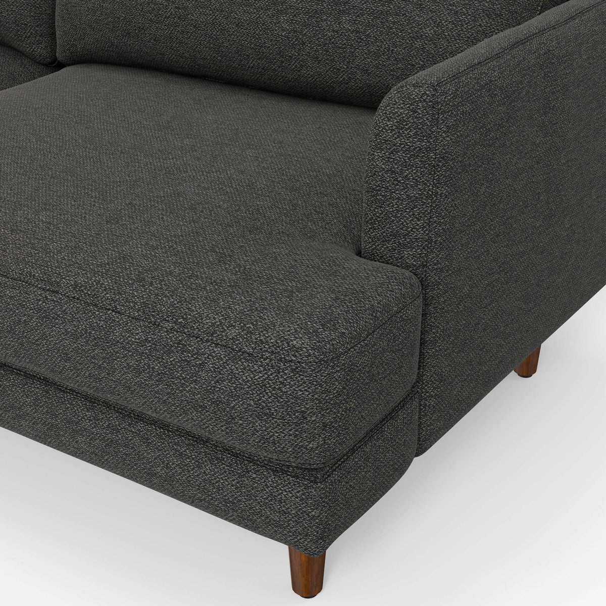 Livingston MCM Styled Fabric Sofa Loveseat, Charcoal Gray 76" - Revel Sofa 