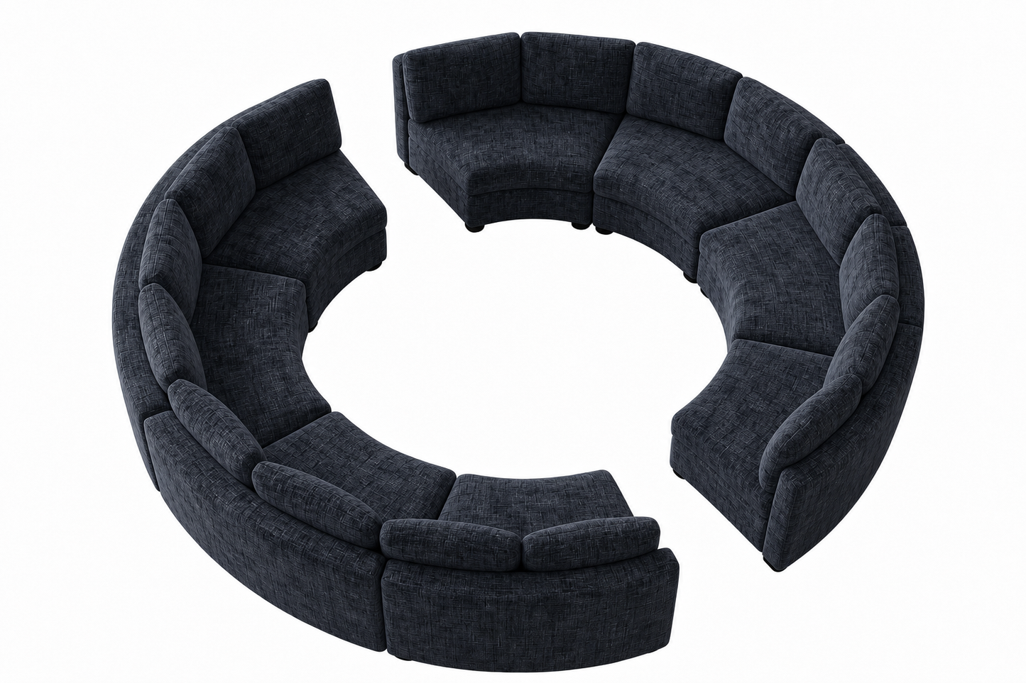 Kirwin Chenille Curved Modular Sectional Sofa – 8-Seat Semi-Circle Sectional - Black (12)
