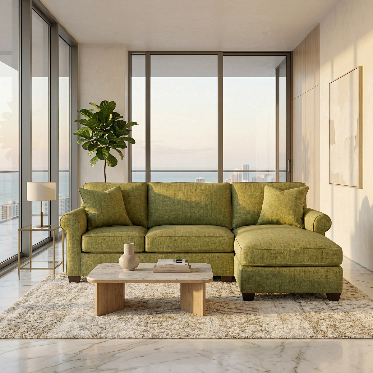 Irlanda Upholstered L-Shaped Sectional – 120" Made-in-USA Sectional Sofa - Notion Appletini - Fabric (3)