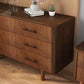 Logan Solid Wood 6-Drawer Dresser – 55” Walnut Bedroom Storage (Mid-Century Modern)