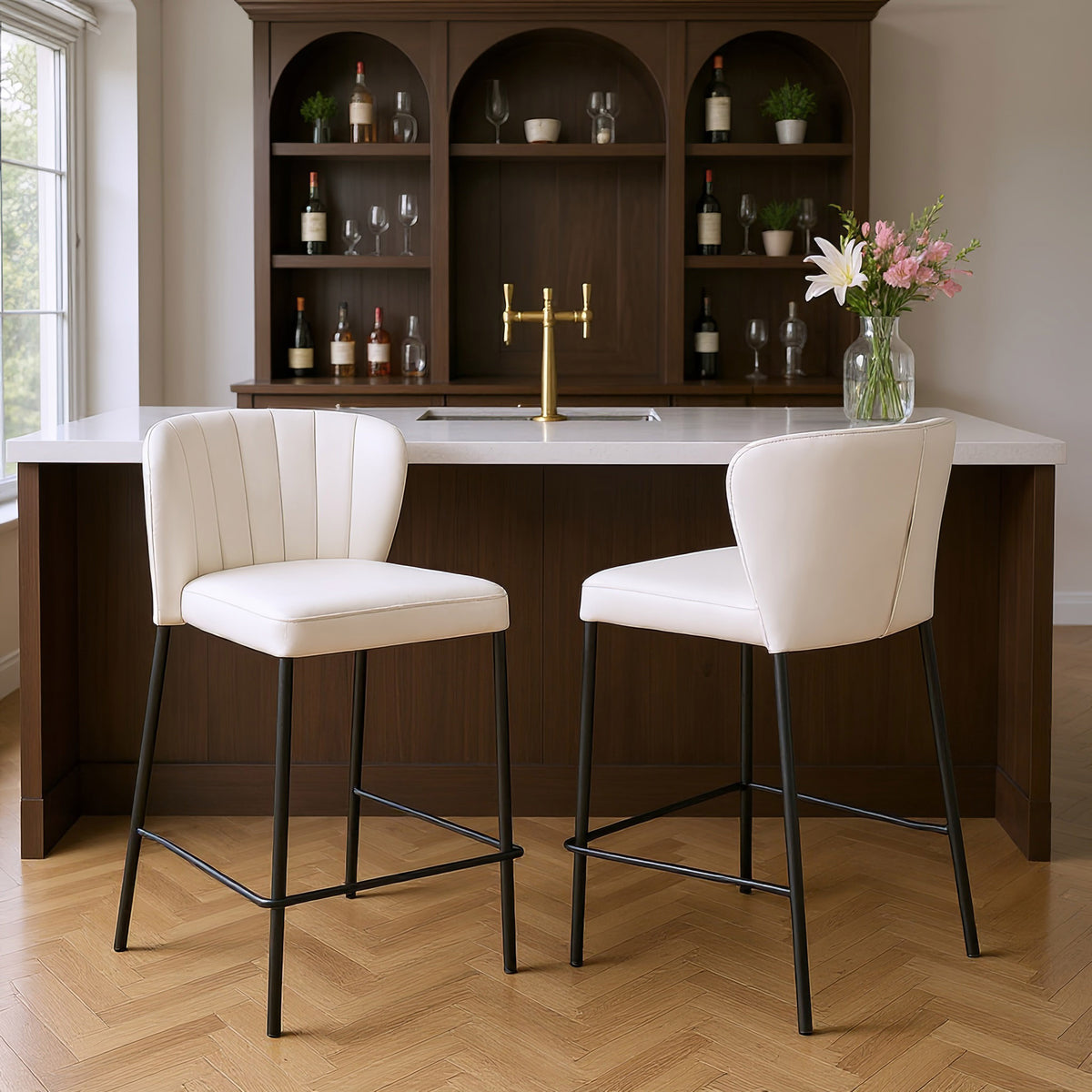 Linz Counter Stool (Set of 2) in Cream