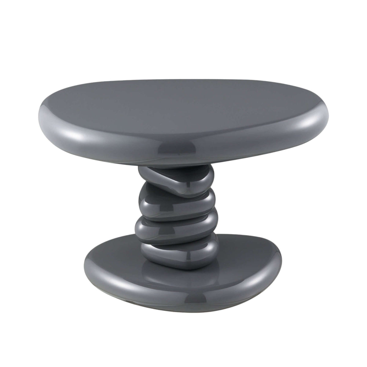 Charlene Gray High Gloss End Table 22"W with sleek design and durable gray finish on metal base.